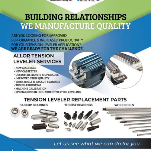 allor manufacturing ad featuring our tension leveler services